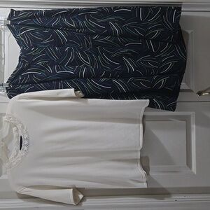 Judith Hart Patterned Midi Skirt: 16 + Sag Harbor Design Knit Top: L, Set